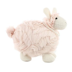 Pelucia De Páscoa Ovelha Suspiro C/ Colar De Perolas 22cm 1094284