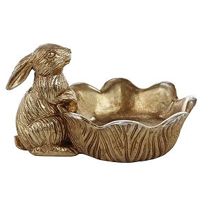 Coelho Da Pascoa Goldy C/ Cesto Flor 11x18cm 1094423 1Unid