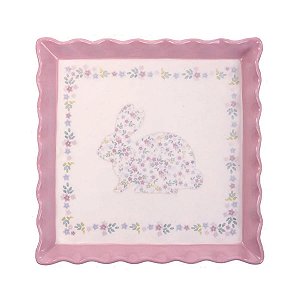 Prato De Pascoa Travessa Quadrada Coelho 1un 20,5cm  1064879