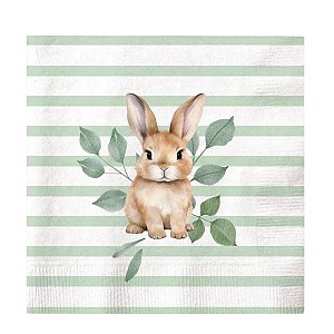 Guardanapo De Pascoa De Papel Coelho Listras 33cm C/20 Fls 1096603 1Unid