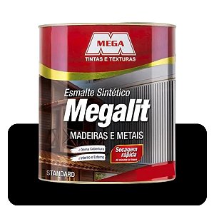 Esmalte Megalit Preto 3,6L Brilhante Sintético Solvente Mega