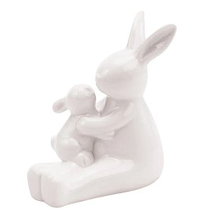 Coelho Da Páscoa Cerâmico C/ Filhote 1014447 11cm