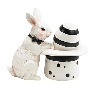 Coelho Da Páscoa Black Label Na Cartola Resina 1014346 9cm