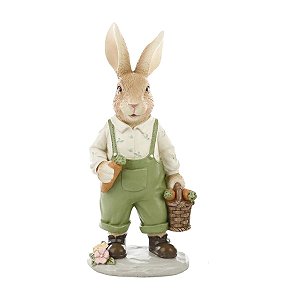 Coelho Da Páscoa Breeze Resina Cesta De Cenouras Menino 1099024 17x9x6cm