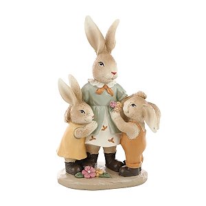 Coelho Da Páscoa Breeze Resina Família Baraço 1099026 17x9x6cm