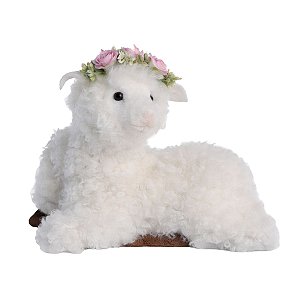 Pelucia De Páscoa Ovelha Deitada C/ Flores 21x18cm 1099193