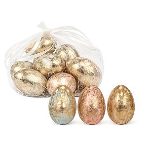 Saco Mini Ovo De Pascoa Metálico Desgastado C/8 4cm 1099200