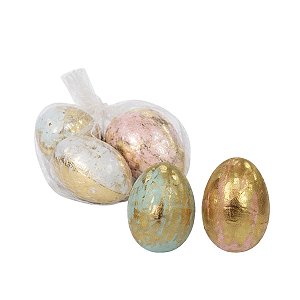 Saco Mini Ovo De Pascoa Metálico Desgastado C/6 6cm 1099198