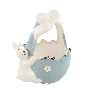 Cesta De Pascoa Pote Rainbow Em Cerâmica Rosa 11x9cm 1094531