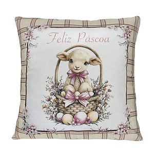 Almofada De Páscoa Encanto Açucarado Ovelha Na Cesta 40cm