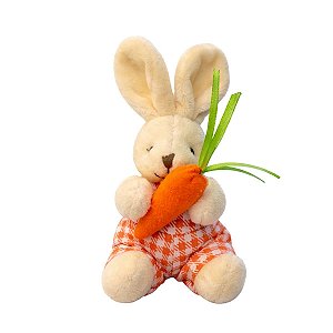 Pingente Pelucia De Páscoa Mini Coelho Laranja Menino 12cm