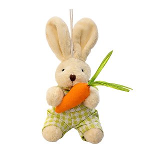 Pingente Pelucia De Páscoa Mini Coelho Verde Menino 12cm 1Un