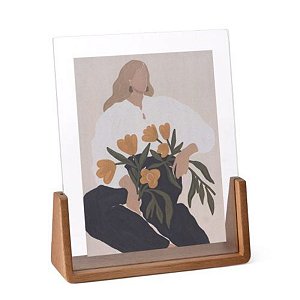 Porta Retrato 15x20cm Em Madeira e Vidro 22735 Mart