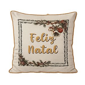 Capa De Almofada Natalina Bosque Feliz Natal 43cm 345648