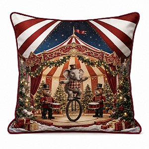 Almofada Natalina Circo Noel Elefante 43x43cm 445627