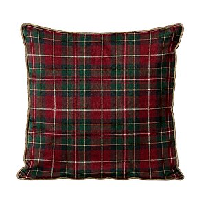 Almofada Natalina Exuberancia Xadrez Vermelha 50cm 445601
