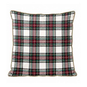 Capa De Almofada Natalina Exuberancia Xadrez Verde 50cm 345596
