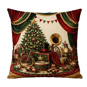 Almofada Natalina Circo Noel Festa De Natal 43cm 445651