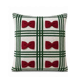 Almofada BagueteTricô Tresse Holiday Bows C/ Laço 50cm 432278