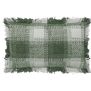 Almofada Baguete Franja Xadrex Verde 35x55cm 472590