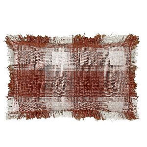 Almofada Baguete Franja Xadrex Laranja 35x55cm 472587