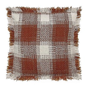Almofada Franja Xadrex Laranja 50x50cm 472585