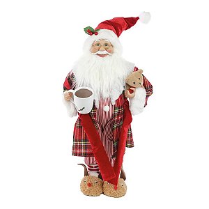 Boneco Natalino Papai Noel C/ Urso e Xicara 46x26cm 1UN 1072592