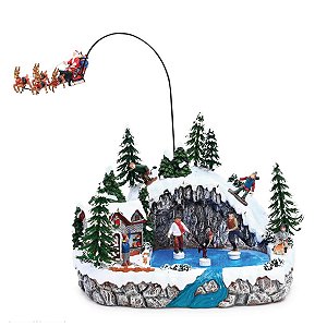 Cenario P/ Vila Natalina Montanha C/Luz Som Mov 36cm BIVOLT 1001463