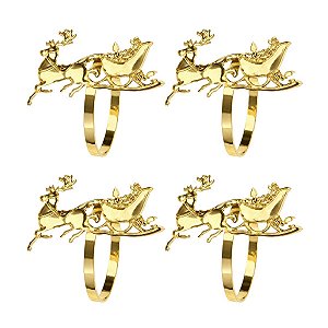 Porta Guardanapo Treno Dourado 4cm C/ 4Und 1085665