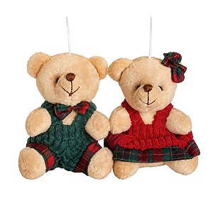 Mini Pelucia Casal Urso Natalino 11cm 1078634 C/1Un Cromus