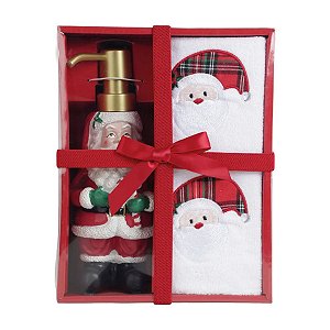 Kit Toalha De Rosto Natalina e Saboneteira Kit C/3pc 22cm 1097175