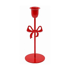 Castiçal Porta Vela De Laço Vermelho 23cm 1unid VE164