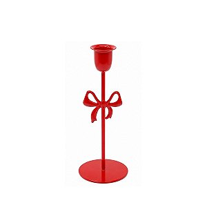 Castiçal Porta Vela De Laço Vermelho 21cm 1unid VE163