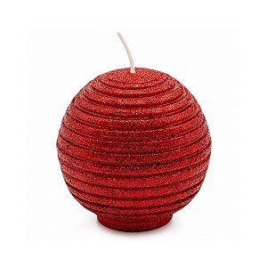 Vela Redonda Vermelha C/ Glitter C/Base 6cm C/1PC VE039