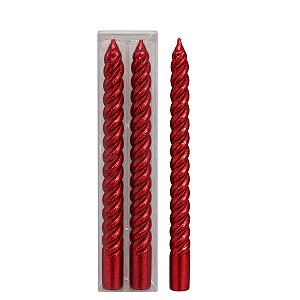 Vela Banquete Espiral Vermelha C/ Glitter 25cm C/2PC DG4571