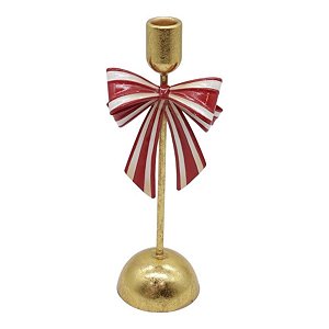 Castiçal Porta Vela De Laço Listrado  27cm 1unid DG4509
