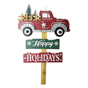 Placa Natalina Happy Holidays 26cm 1Un DG1550 Cromus