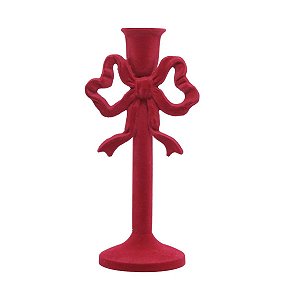 Castiçal Porta Vela De Laço Vermelho 24cm 1unid 3113185