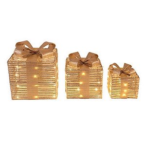 Caixa De Presente Decorativa C/ Led 3AA 1097067 25cm