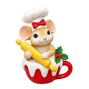 Boneco Natalino Ratinha Chef Na Xicara 105x14cm Resina 1UN 3111471