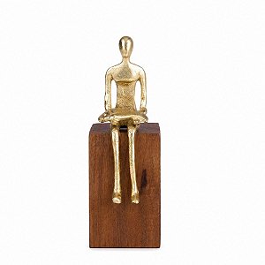Escultura Pescador Sentado Em Madeira 21x7,5x7,5 cm cm(AxLxP) Mart  21898