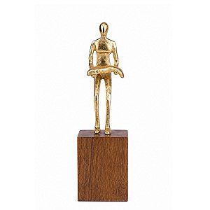Escultura Pescador De Pé Em Madeira 28x7,5x7,5cm (AxLxP) Mart  21897