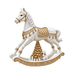 Boneco Natalino Cavalo De Resina Rocking Horse. 18cm 1Un Cromus