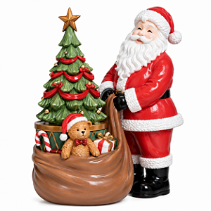 Boneco Natalino Papai Noel Decorativo C/Arvore de Presente C/Luz 32cm 1UN 3118731