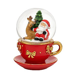 Globo Natalino Caneca Vermelha Papai Noel e Rena Sentada 1Unid 3110438