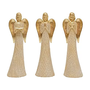 Figura Decorativa Anjo Dourado 25x7cm 3113491 1Unid