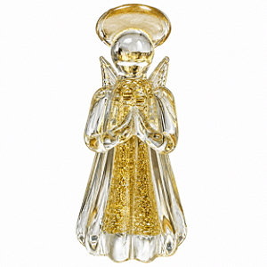 Anjo De Oração Em Vidro C/ Glitter Dourado 20x9cm C/1UN 61884