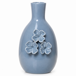 Vaso Ceramica Gardenia 3 Flores 7,5x12,5cm Azul 18531 Wolff