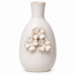Vaso Ceramica Gardenia 3 Flores 7,5x12,5cm bege 18530 Wolff