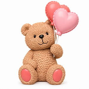 Escultura Ursinho Teddy C/ Balao 13,5x20cm Resina 62229